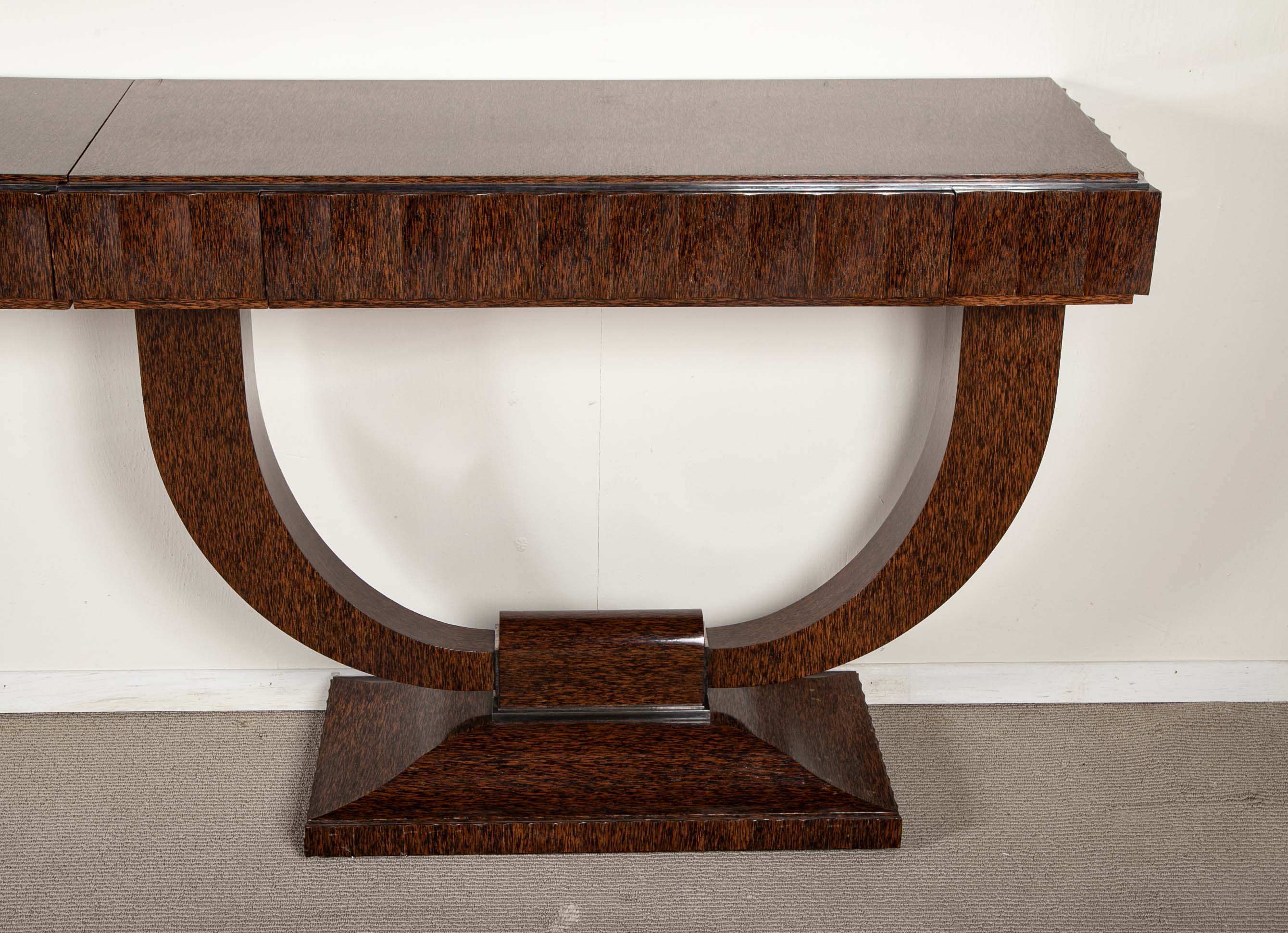 Specially Commissioned Dual Purpose Pair of Palmwood Console Tables and/or Palmwood Serving Table, after E.J. Ruhlmann, Art Deco Style