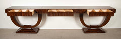 Specially Commissioned Dual Purpose Pair of Palmwood Console Tables and/or Palmwood Serving Table, after E.J. Ruhlmann, Art Deco Style