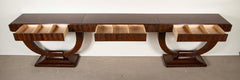 Specially Commissioned Dual Purpose Pair of Palmwood Console Tables and/or Palmwood Serving Table, after E.J. Ruhlmann, Art Deco Style