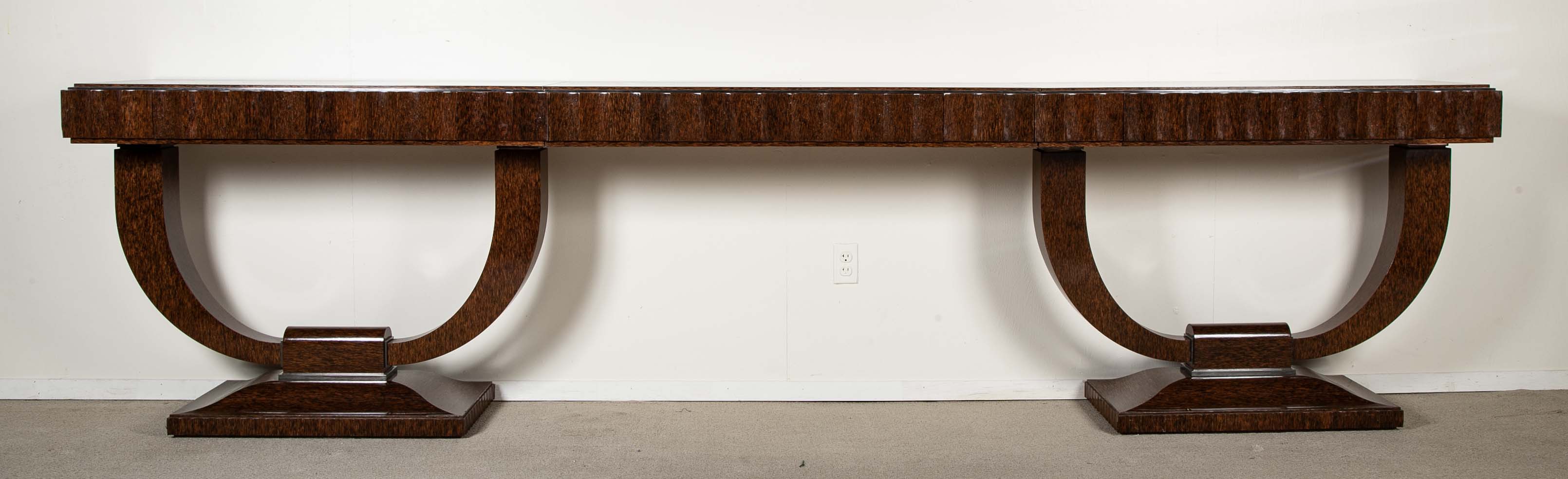 Specially Commissioned Dual Purpose Pair of Palmwood Console Tables and/or Palmwood Serving Table, after E.J. Ruhlmann, Art Deco Style