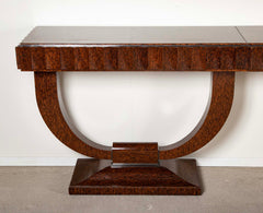 Specially Commissioned Dual Purpose Pair of Palmwood Console Tables and/or Palmwood Serving Table, after E.J. Ruhlmann, Art Deco Style