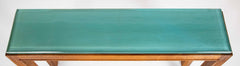 Jacques Adnet Blue/Green Glass Top Console Table