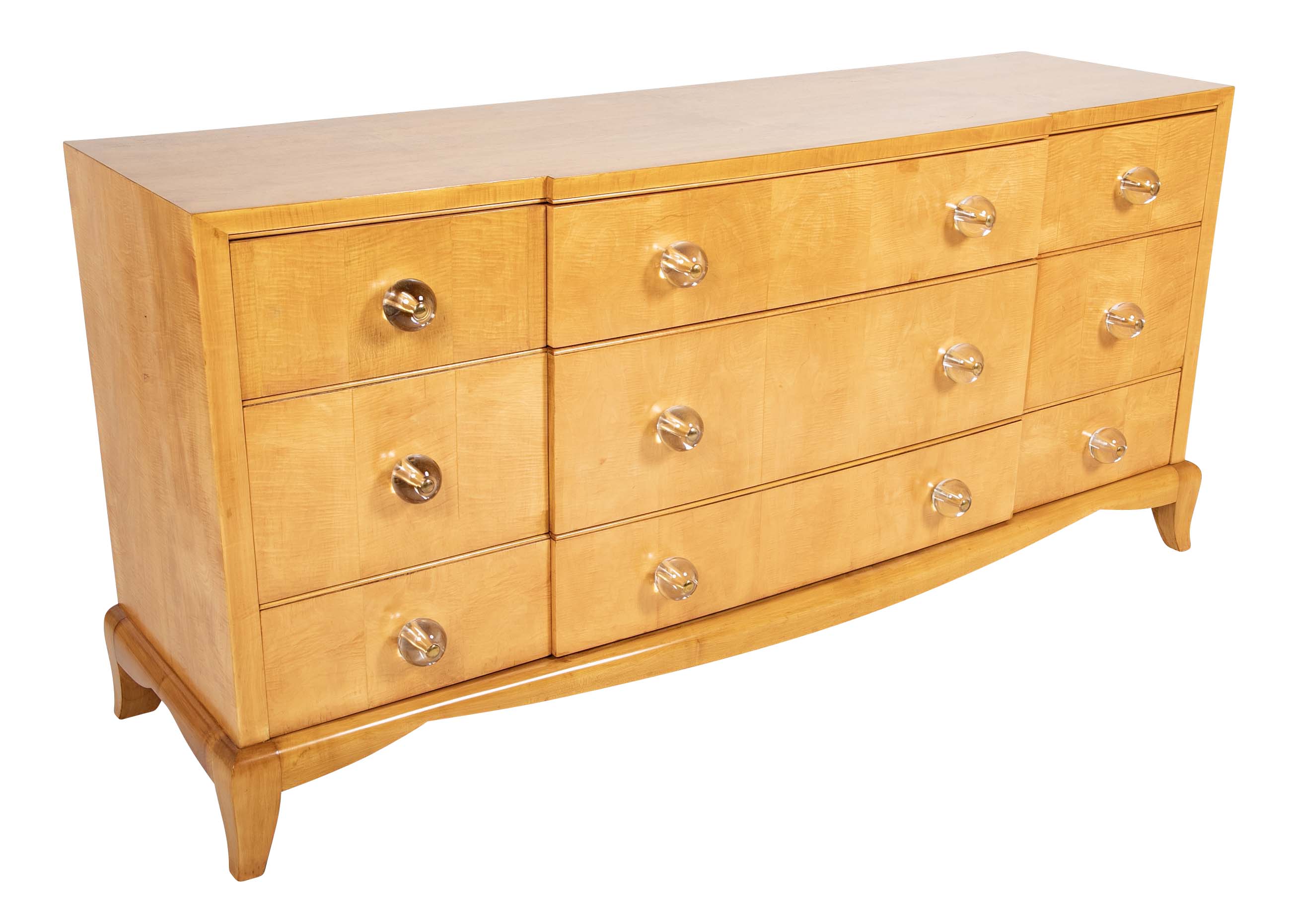 A French Sycamore Veneered Chest of Drawers Attributed to Andre Arbus