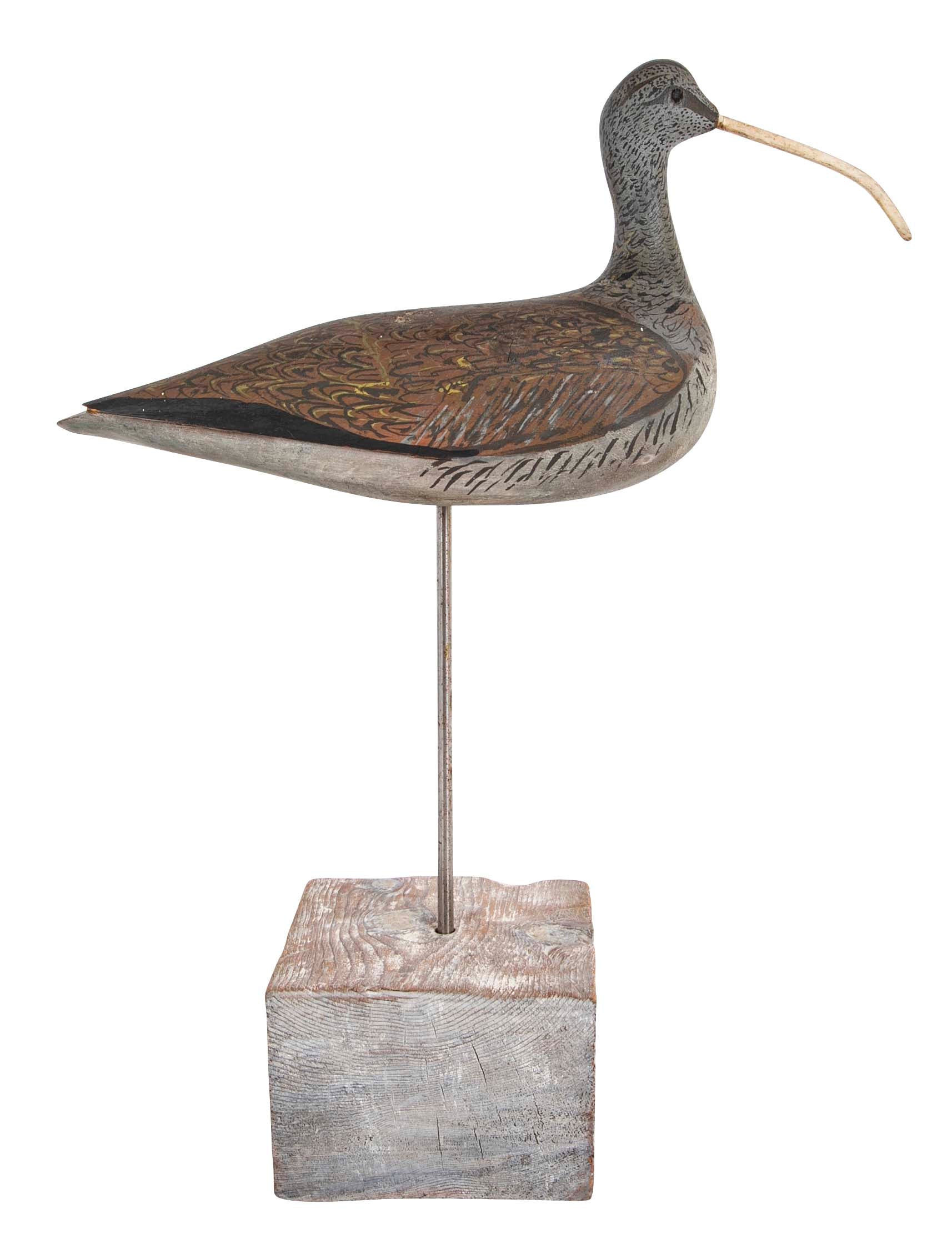 Early 20th Century Curlew Decoy by Chief Eugene Cuffee, Shinnecock Reservation, NY