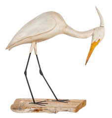 Life Size Hand Carved Snowy Egret by Bob Mosher of Hingham Decoys