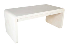 White Lacquered Goat Skin Desk by Karl Springer
