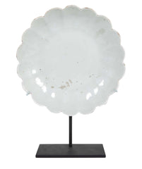 Celadon Porcelain Dish with Molded Petal Form