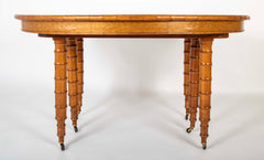 A Faux Bamboo Dining Table in Burled Elm and Maple