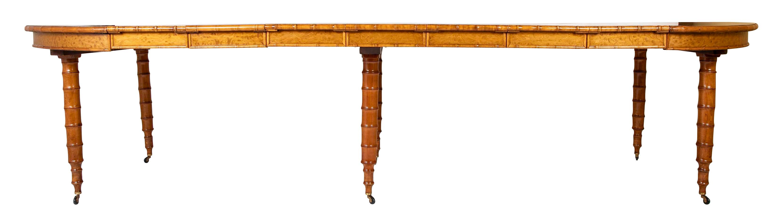 A Faux Bamboo Dining Table in Burled Elm and Maple