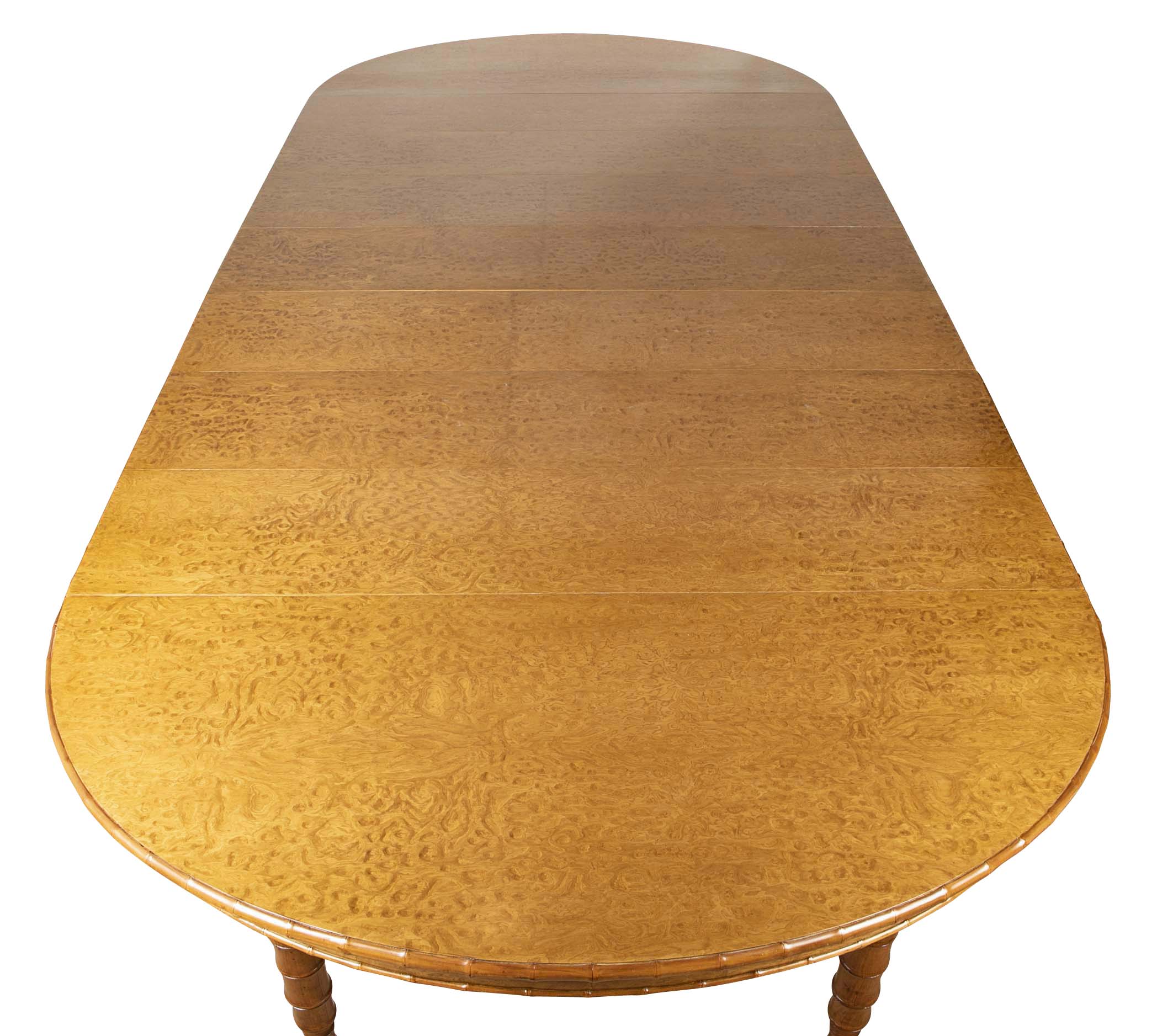 A Faux Bamboo Dining Table in Burled Elm and Maple