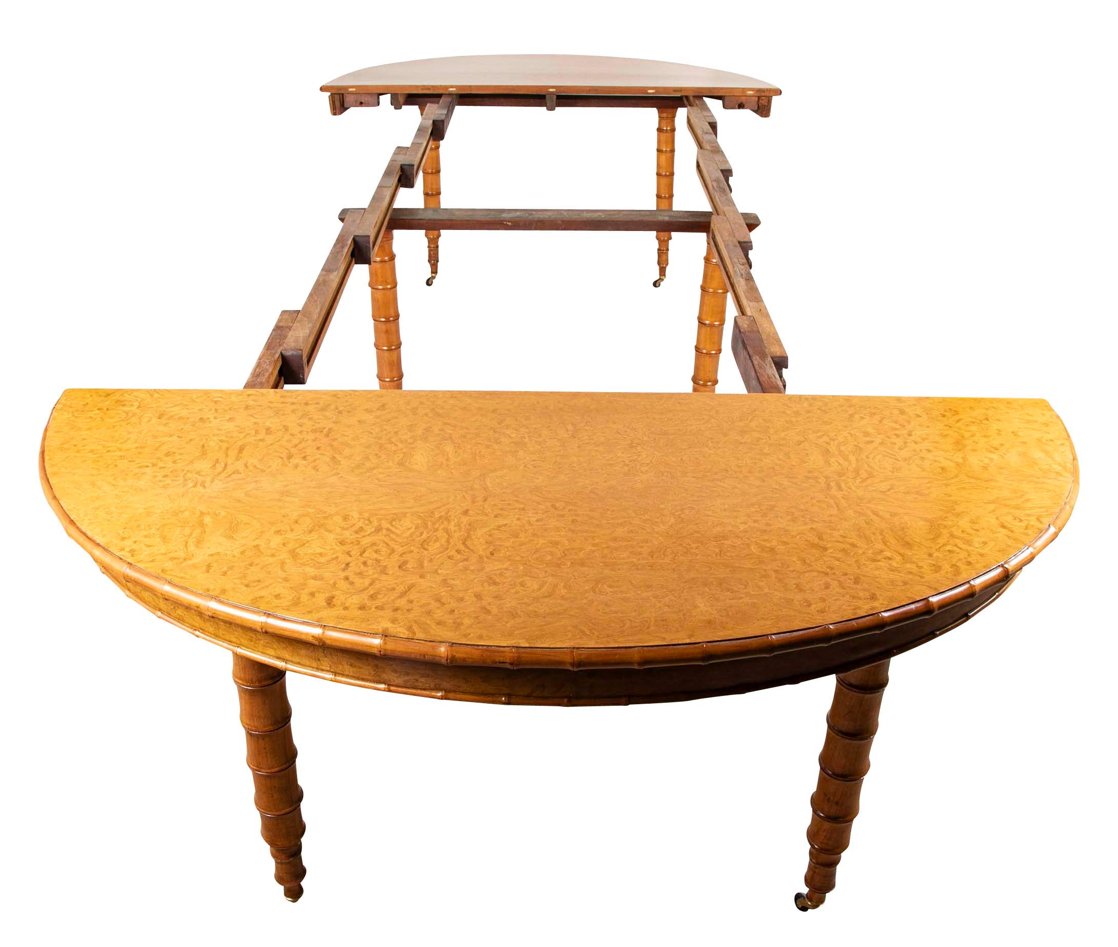 A Faux Bamboo Dining Table in Burled Elm and Maple