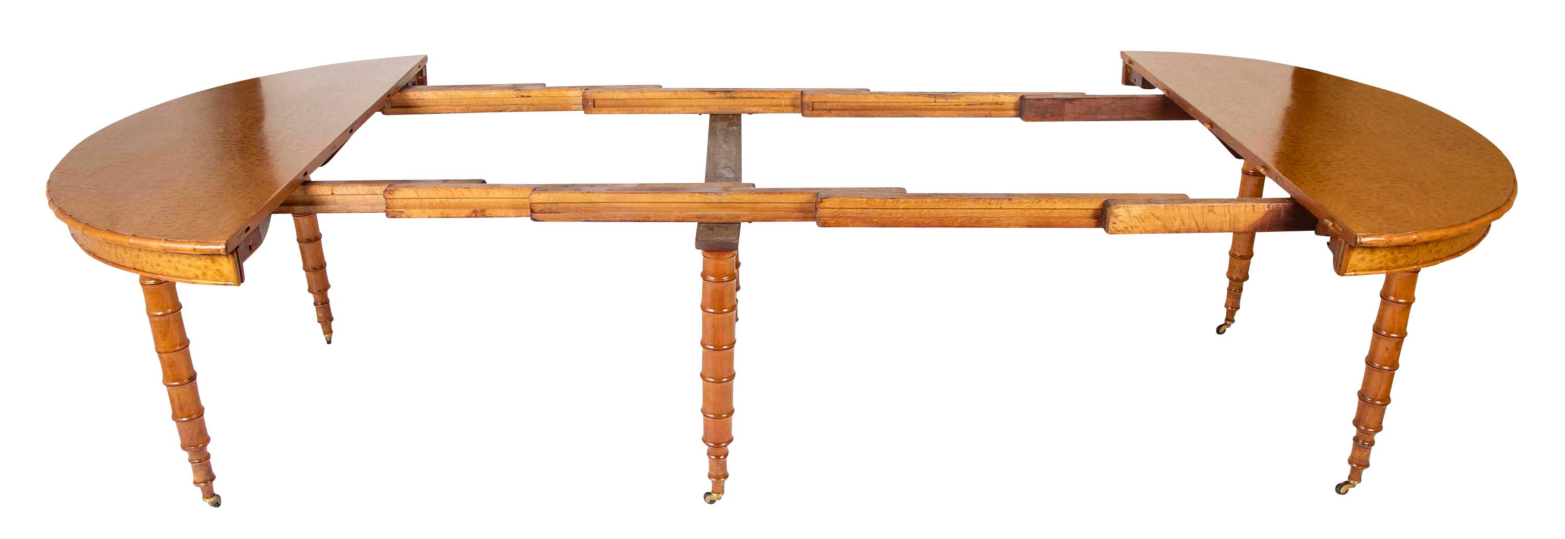 A Faux Bamboo Dining Table in Burled Elm and Maple