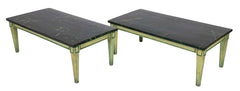 Green Painted Faux Marble Top Low Tables