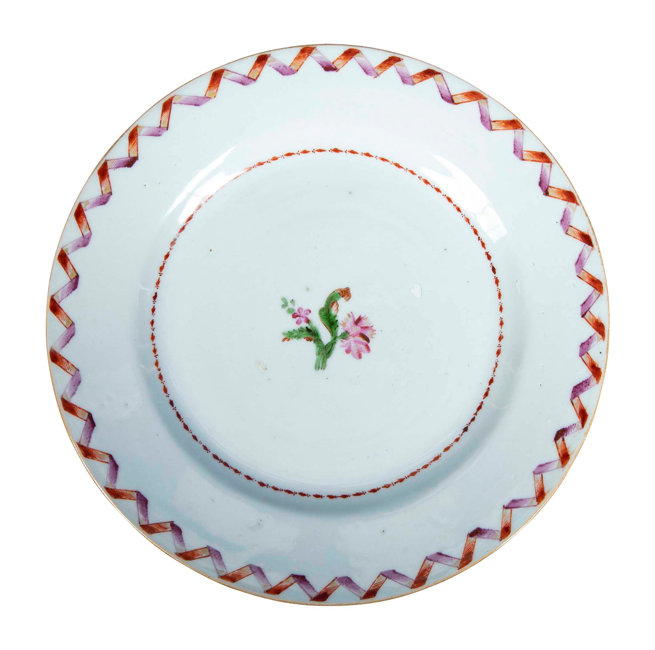 Pair of Famille Rose Chinese Export Porcelain Plates