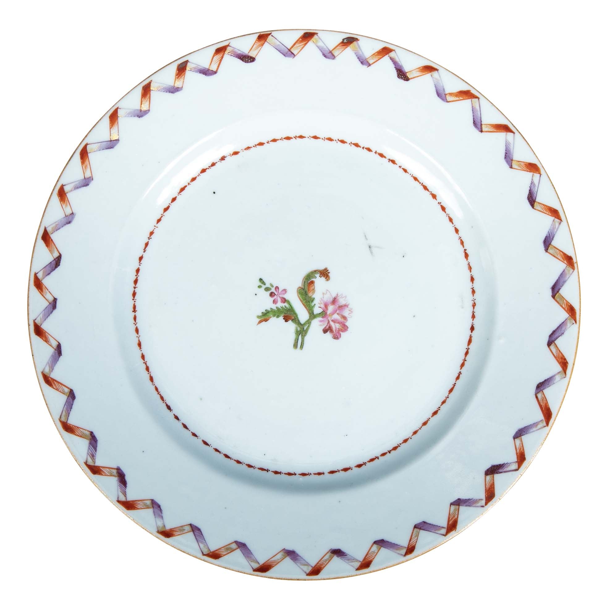 Pair of Famille Rose Chinese Export Porcelain Plates