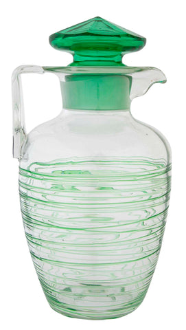 Green Glass Threaded Pitcher with Stopper