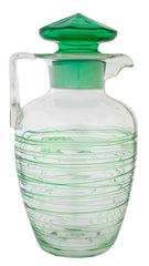 Green Glass Threaded Pitcher with Stopper