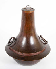 Japanese Patinated Bronze Lidded Jar with Loop Handles