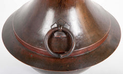 Japanese Patinated Bronze Lidded Jar with Loop Handles