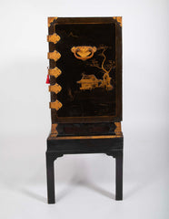 17th Century Japanese Gilt & Black Lacquer Cabinet for Export on Later Stand