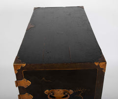 17th Century Japanese Gilt & Black Lacquer Cabinet for Export on Later Stand