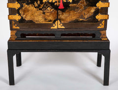 17th Century Japanese Gilt & Black Lacquer Cabinet for Export on Later Stand