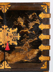 17th Century Japanese Gilt & Black Lacquer Cabinet for Export on Later Stand
