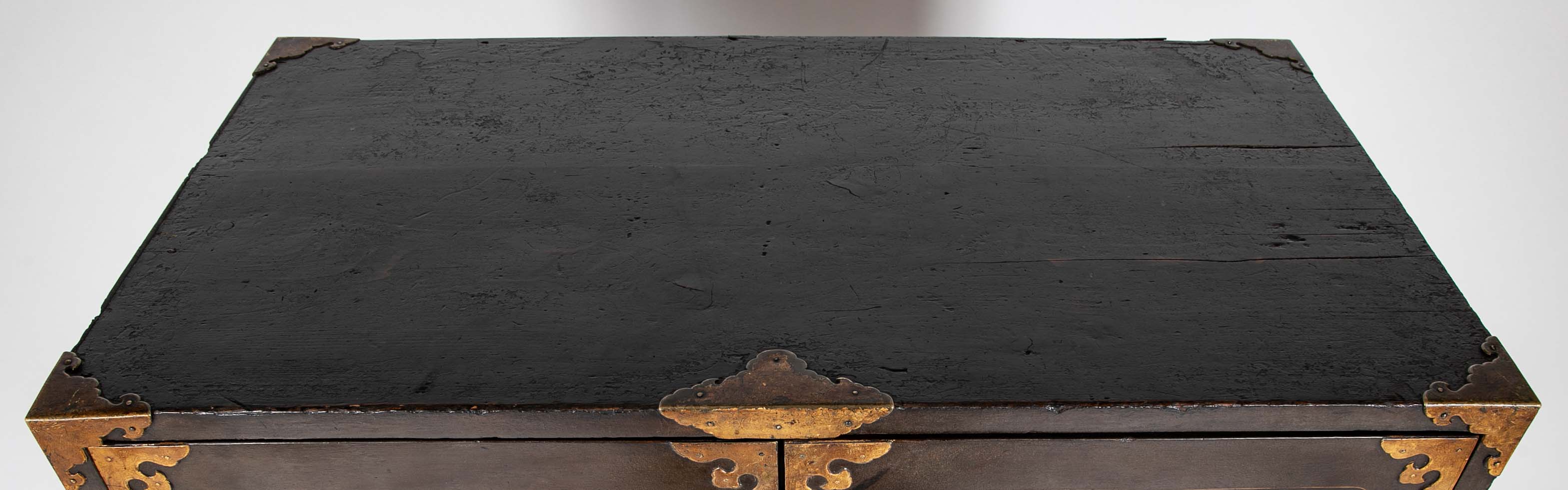 17th Century Japanese Gilt & Black Lacquer Cabinet for Export on Later Stand