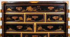 17th Century Japanese Gilt & Black Lacquer Cabinet for Export on Later Stand