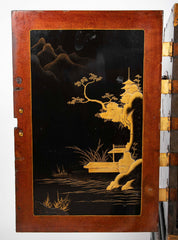 17th Century Japanese Gilt & Black Lacquer Cabinet for Export on Later Stand