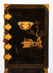 17th Century Japanese Gilt & Black Lacquer Cabinet for Export on Later Stand