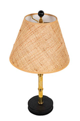 Varnished Brass and Leather Table Lamp Attributed to Jacques Adnet