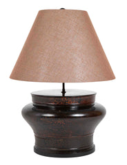 Large Chinese Round Lacquered Container as Lamp