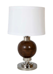 A French Turned Wood Sphere on Metal Base as a Lamp