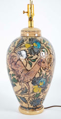 Large Persian Multi-Color Qajar Ceramic Vessel now a Lamp