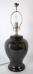 A Black Glazed Fulper Pottery Vase now a Lamp