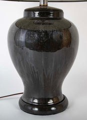 A Black Glazed Fulper Pottery Vase now a Lamp