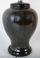 A Black Glazed Fulper Pottery Vase now a Lamp