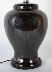 A Black Glazed Fulper Pottery Vase now a Lamp