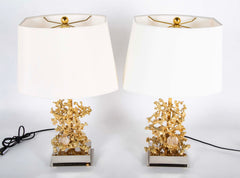 Bronze d'Ore "Nugget" Pair of Lamps Attributed to Claude Victor Boeltz