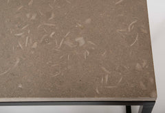 Contemporary American Steel Console Table with Fossilized Stone Top