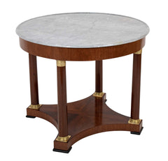 19th Century French Empire Marble Top Mahogany Center Table