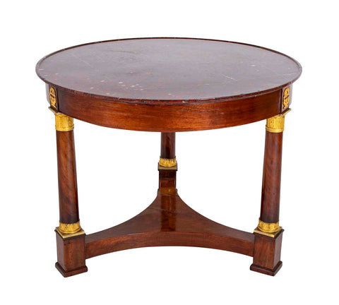 Rouge Griotte Marble- Top Gueridon Center Table with Gilt Bronze Fittings