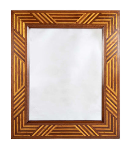 Early 20th Century Oak and Mahogany Inlaid Frame Mirror