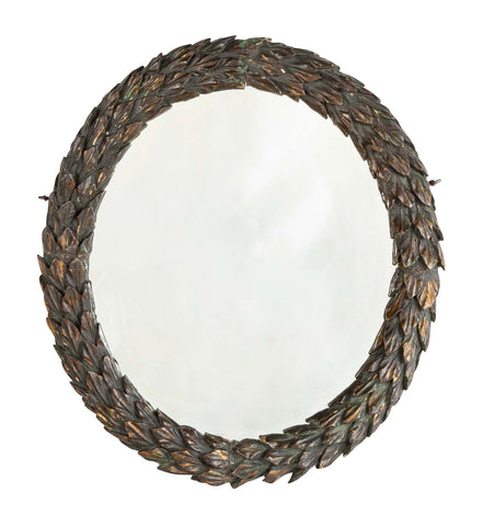 19th Century Carved & Painted Wreath Form Mirror