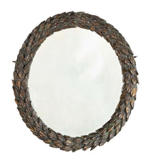 19th Century Carved & Painted Wreath Form Mirror