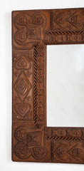 Tramp Art Mirror Frame of Chip Cut and Varnished Cardboard