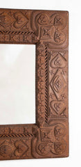 Tramp Art Mirror Frame of Chip Cut and Varnished Cardboard