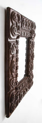 Tramp Art Mirror Frame of Chip Cut and Varnished Cardboard