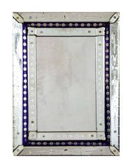 Early 20th Century Mirror in Cobalt & Clear Etched Mirrored Frame